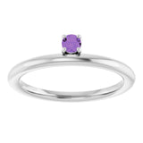 Round Amethyst Stackable Ring in White Gold