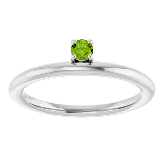 Round Peridot Stackable Ring in White Gold