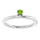 Round Peridot Stackable Ring in White Gold