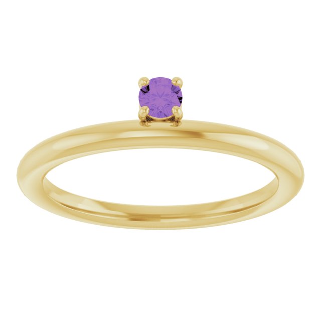 Round Amethyst Stackable Ring in Yellow Gold