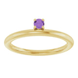 Round Amethyst Stackable Ring in Yellow Gold