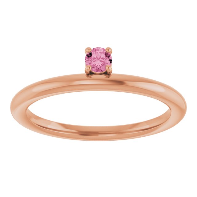 Round Pink Tourmaline Stackable Ring in Rose Gold