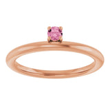 Round Pink Tourmaline Stackable Ring in Rose Gold