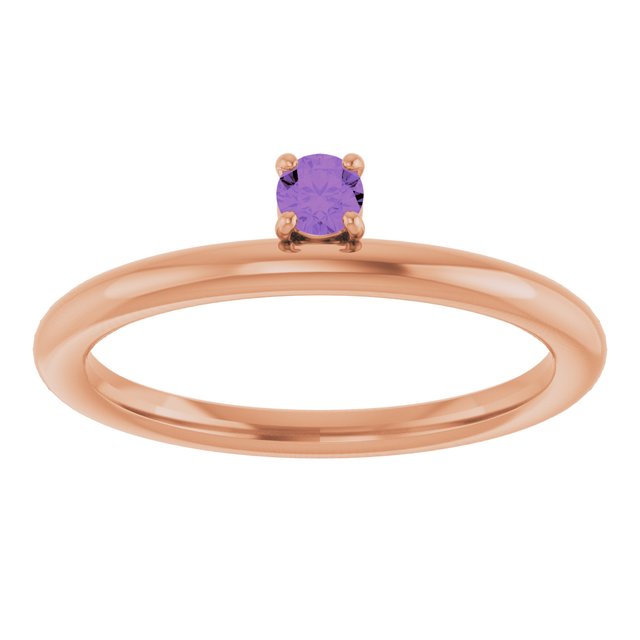 Round Amethyst Stackable Ring in Rose Gold