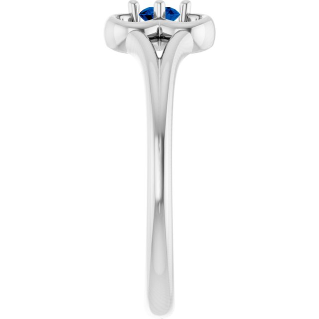 Round Blue Sapphire Youth Ring in Gold and Platinum