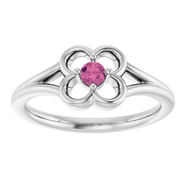 Round Pink Tourmaline Youth Ring in Gold