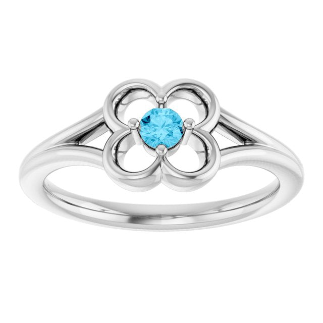 Round Aquamarine Youth Ring in Gold