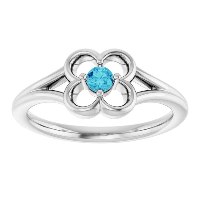 Round Blue Zircon Youth Ring in Gold