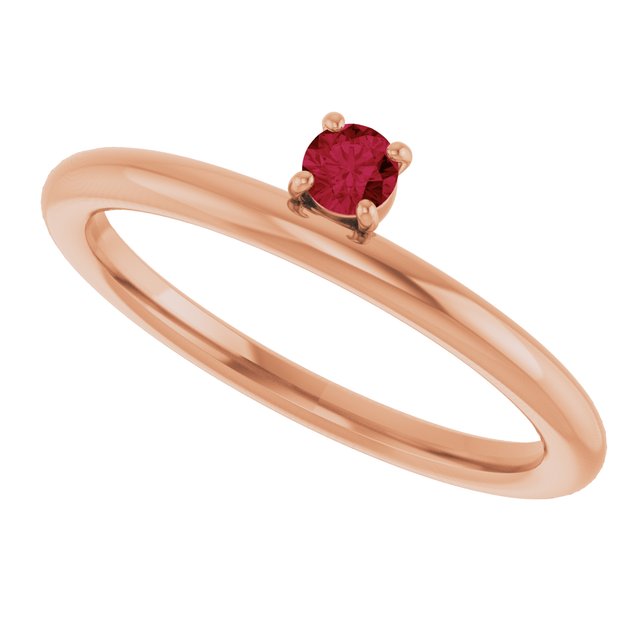 Round Ruby Stackable Ring in Rose Gold
