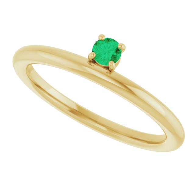 Round Emerald Stackable Ring in Yellow Gold