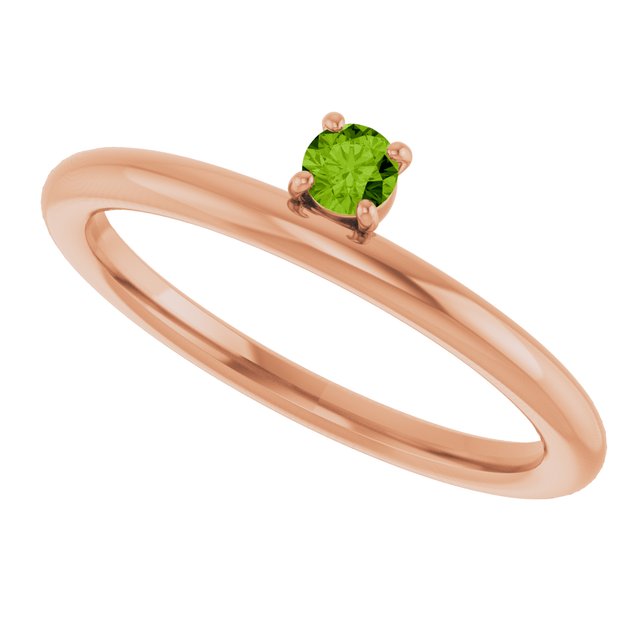 Round Peridot Stackable Ring in Rose Gold