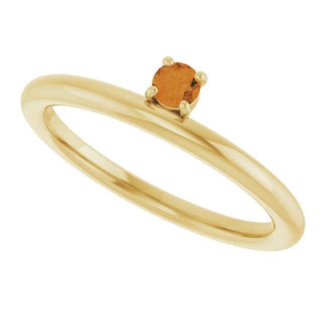 Round Citrine Stackable Ring in Yellow Gold