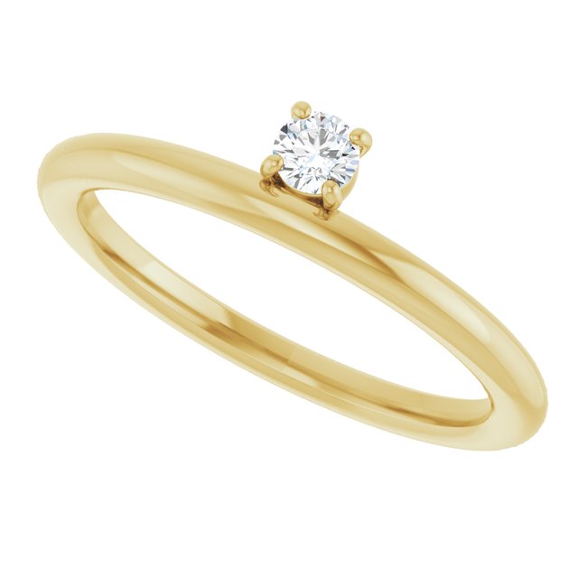Round White Sapphire Stackable Ring in Yellow Gold