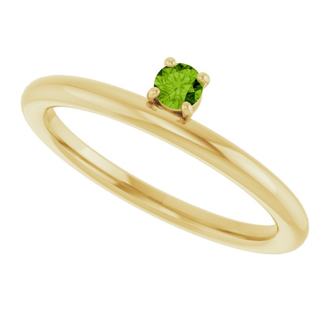 Round Peridot Stackable Ring in Yellow Gold