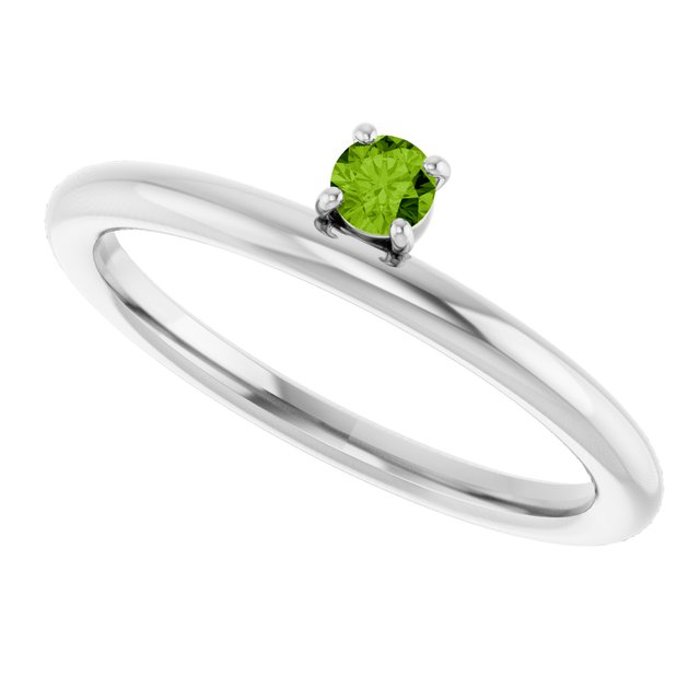 Round Peridot Stackable Ring in White Gold