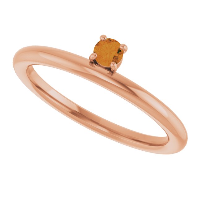 Round Citrine Stackable Ring in Rose Gold