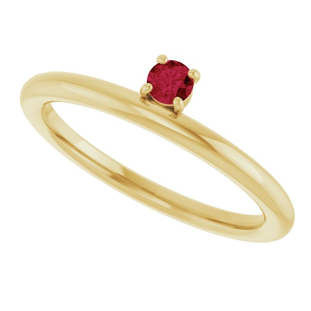Round Ruby Stackable Ring in Yellow Gold
