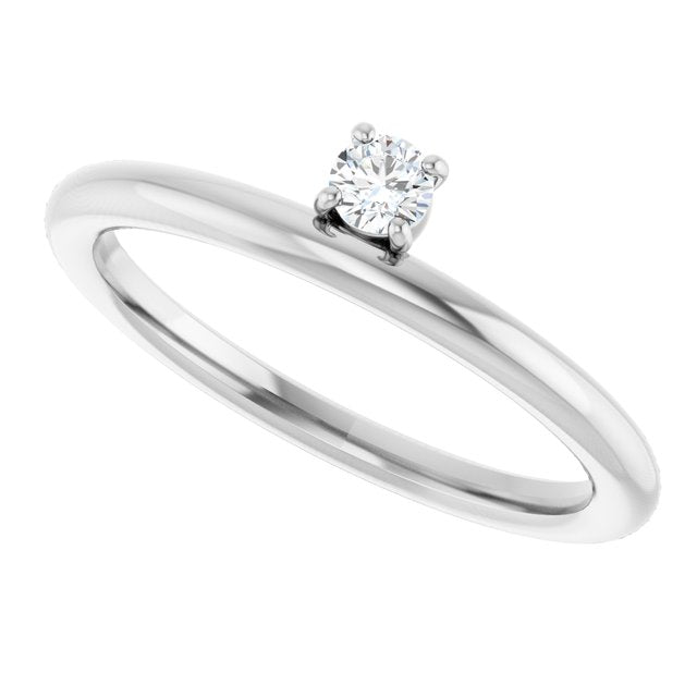 Round White Sapphire Stackable Ring in White Gold