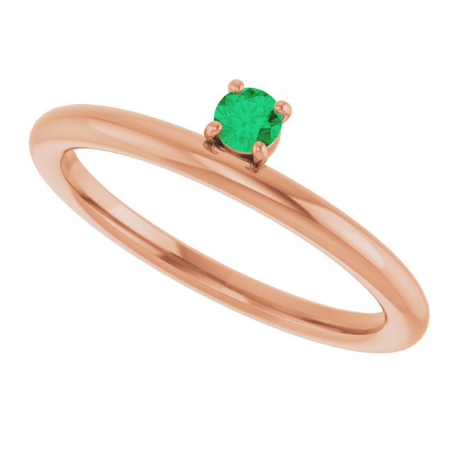 Round Emerald Stackable Ring in Rose Gold