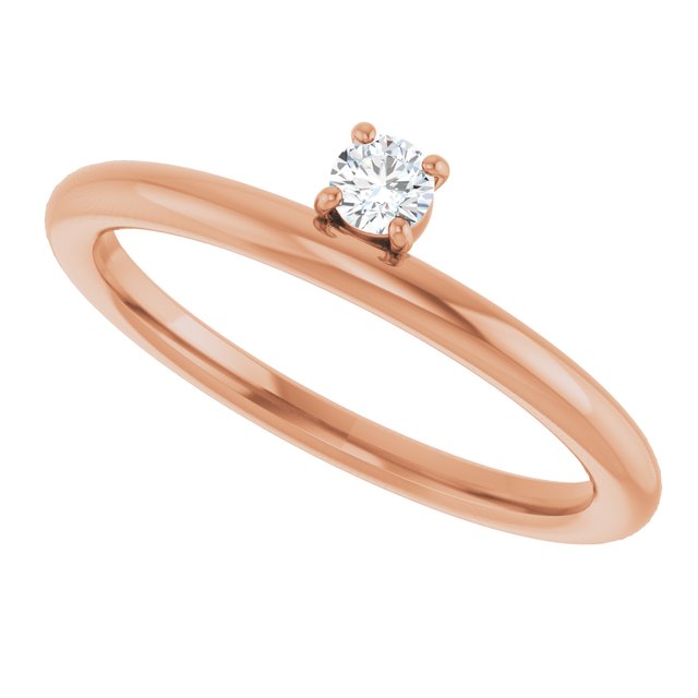 Round White Sapphire Stackable Ring in Rose Gold