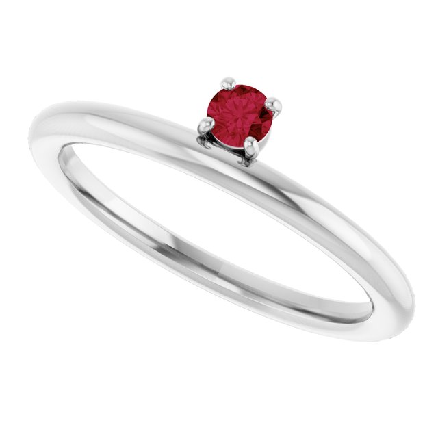 Round Ruby Stackable Ring in White Gold