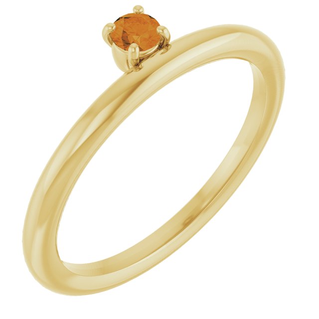 Round Citrine Stackable Ring in Yellow Gold