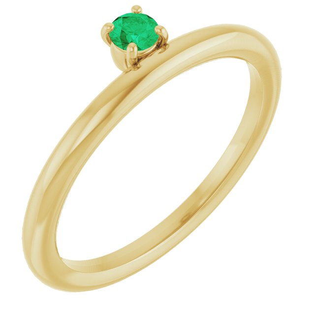 Round Emerald Stackable Ring in Yellow Gold