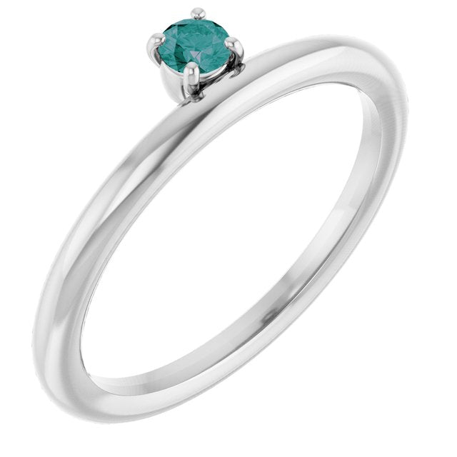 Round Lab-Grown Alexandrite Stackable Ring in White Gold