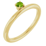 Round Peridot Stackable Ring in Yellow Gold