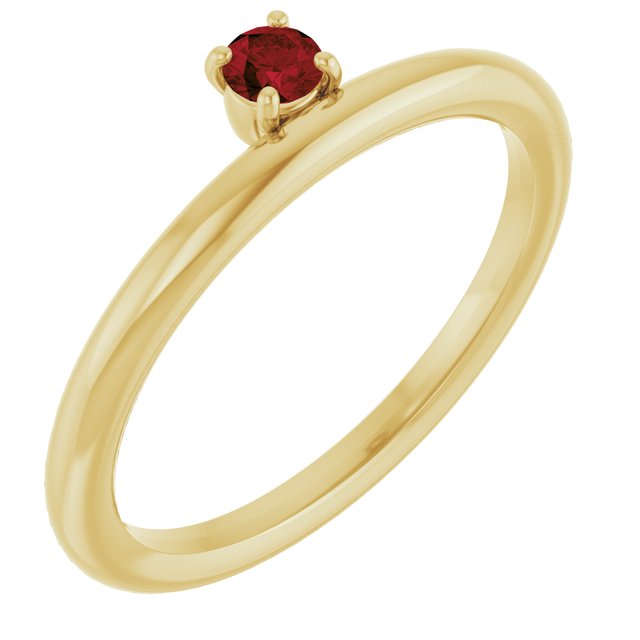 Round Mozambique Garnet Stackable Ring in Yellow Gold