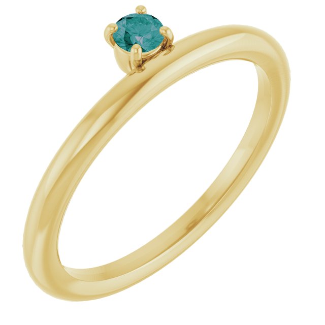 Round Lab-Grown Alexandrite Stackable Ring in Yellow Gold