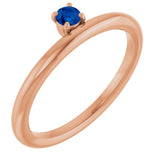 Round Blue Sapphire Stackable Ring in Rose Gold
