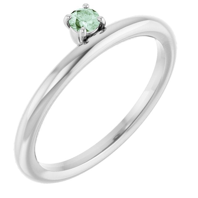 Round Lab-Grown Alexandrite Stackable Ring in White Gold