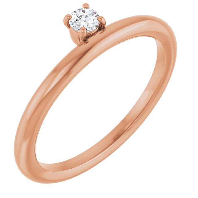 Round White Sapphire Stackable Ring in Rose Gold