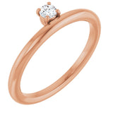 Round White Sapphire Stackable Ring in Rose Gold