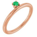 Round Emerald Stackable Ring in Rose Gold