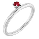 Round Ruby Stackable Ring in White Gold