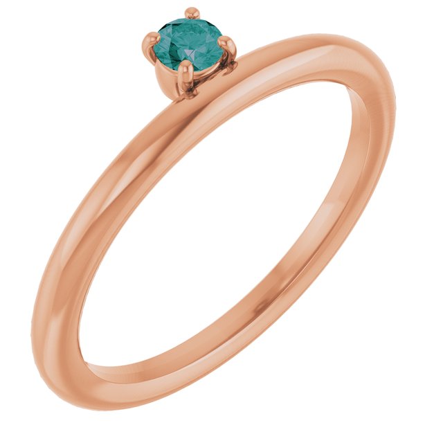 Round Lab-Grown Alexandrite Stackable Ring in Rose Gold