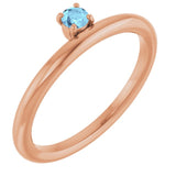 Round Aquamarine Stackable Ring in Rose Gold