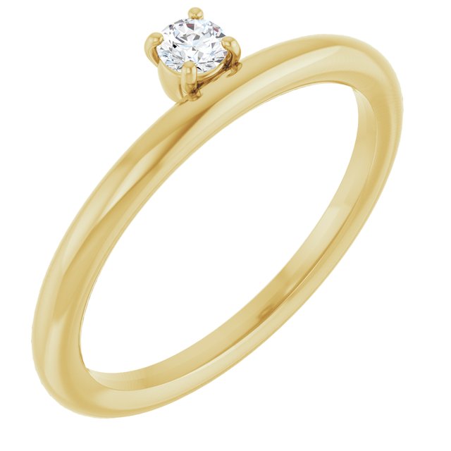 Round White Sapphire Stackable Ring in Yellow Gold