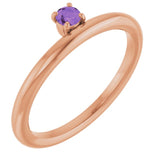 Round Amethyst Stackable Ring in Rose Gold