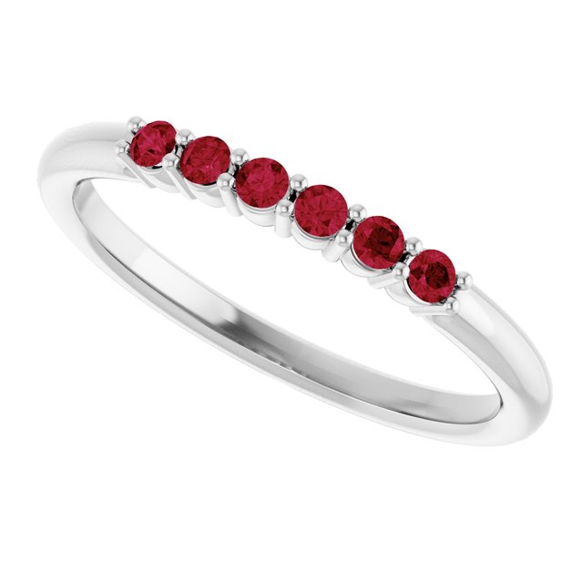 Round Ruby Stackable Ring in Gold and Platinum