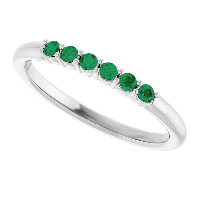 Round Emerald Stackable Ring in Gold and Platinum
