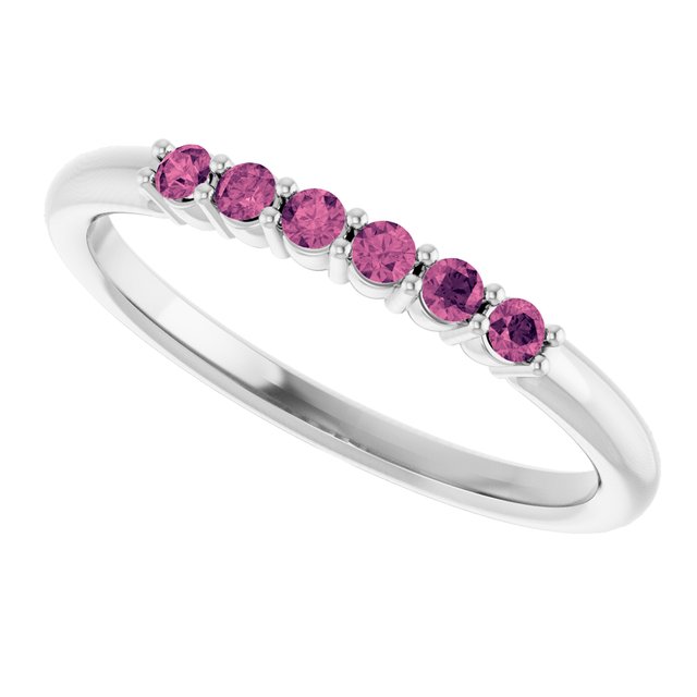 Round Pink Tourmaline Stackable Ring in Gold and Platinum