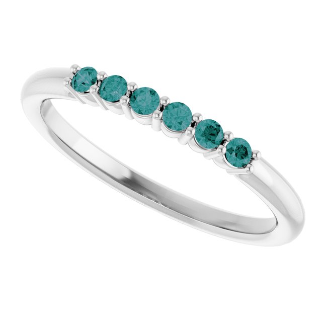Round Alexandrite Stackable Ring in Gold and Platinum