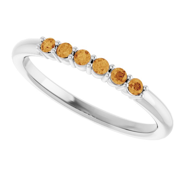 Round Citrine Stackable Ring in Gold and Platinum