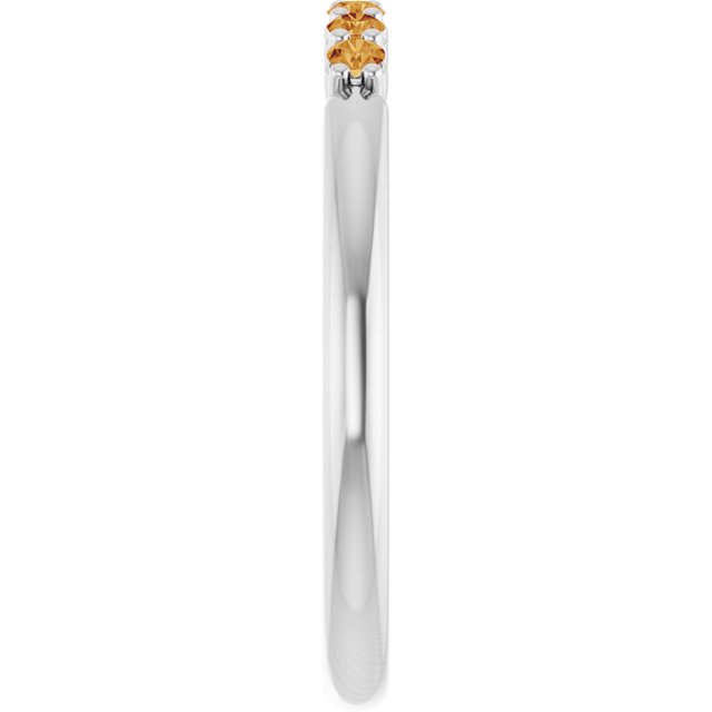 Round Citrine Stackable Ring in Gold and Platinum