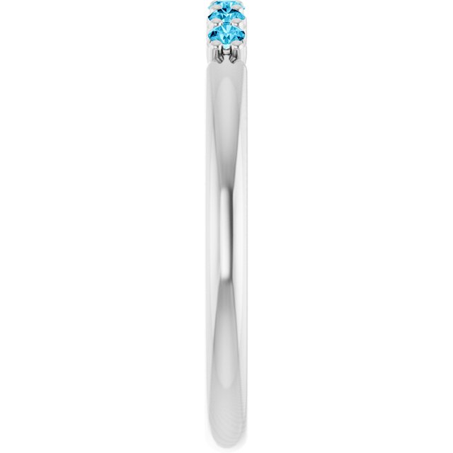 Round Aquamarine Stackable Ring in Gold and Platinum