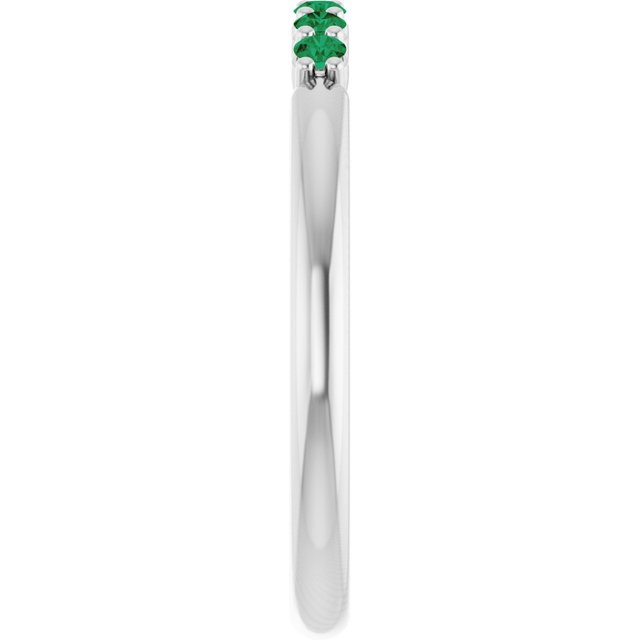 Round Emerald Stackable Ring in Gold and Platinum