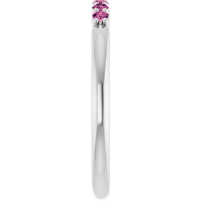 Round Pink Tourmaline Stackable Ring in Gold and Platinum